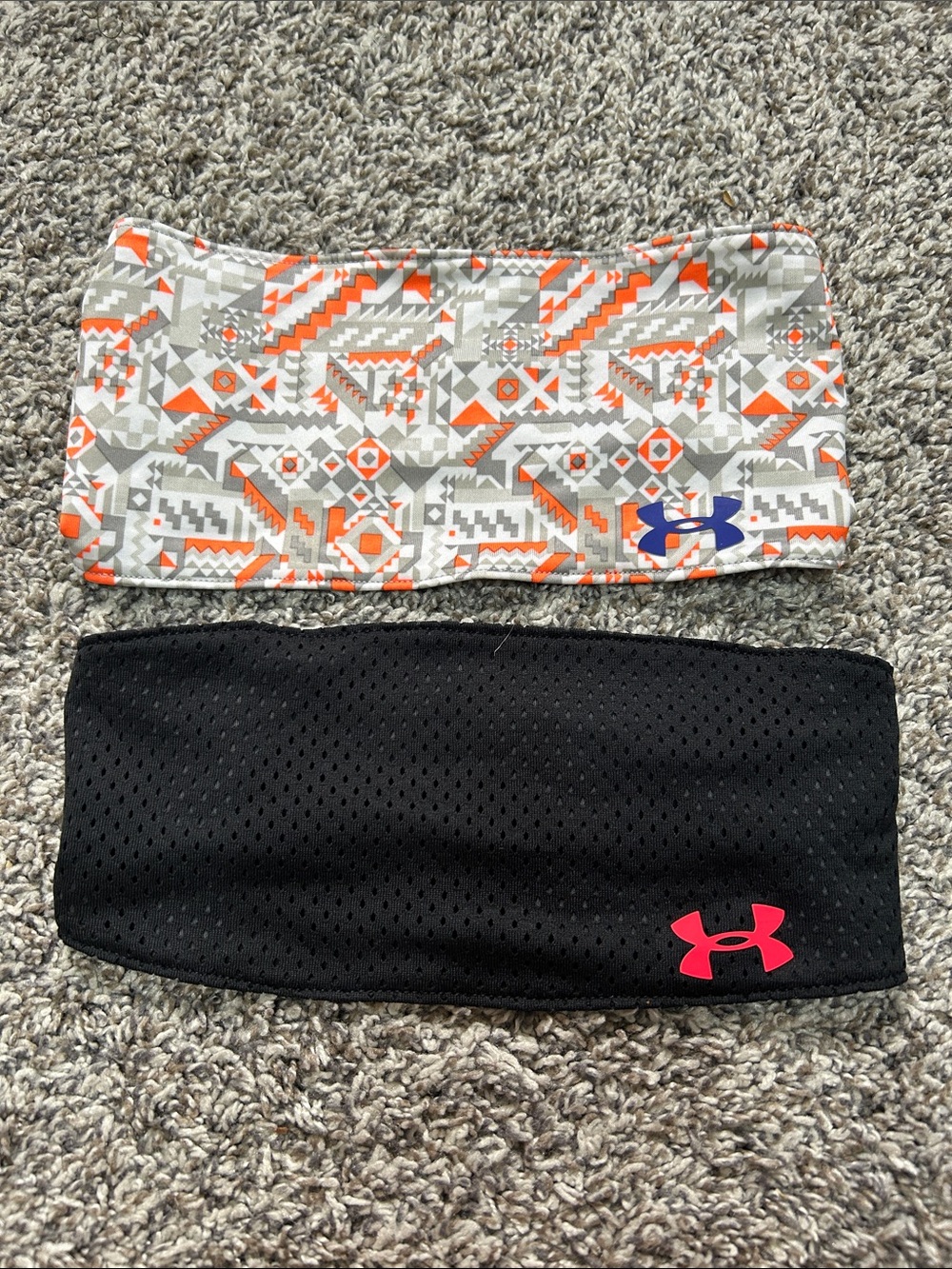 Under Armour Tribal Gray & Orange + Black Headband Duo
